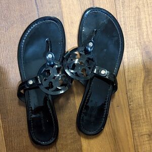Tory Burch Glossy Black Sandals